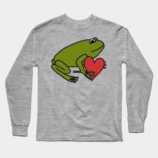 Cute Frog Holding Your Heart on Valentines Day Long Sleeve T-Shirt